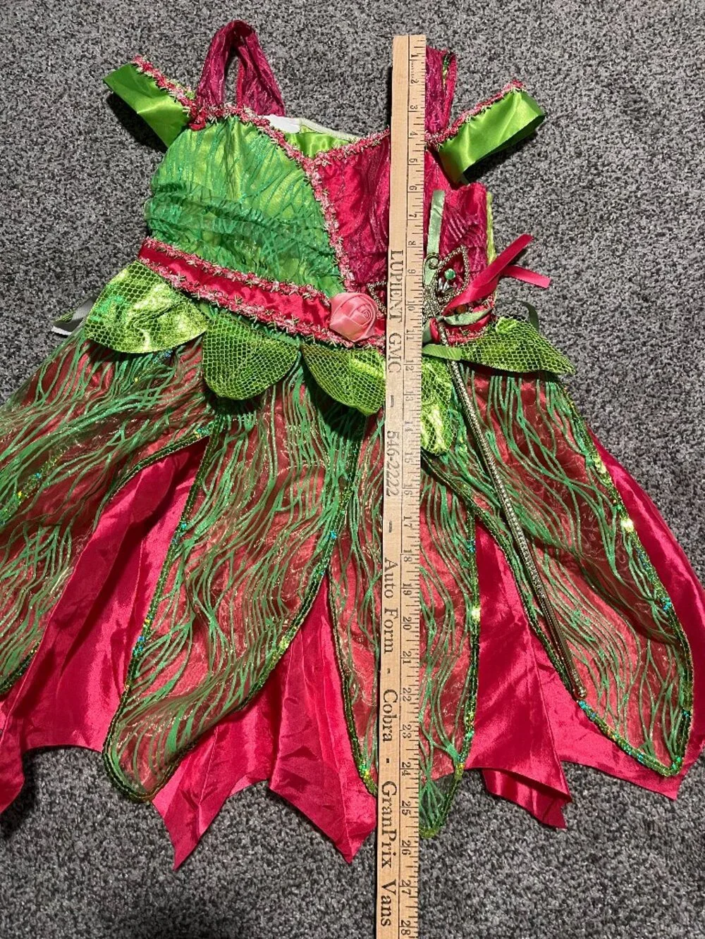 Teetot Fairy Costume Girls Size 7-8 Pink Green Glitter Tulle Halloween Dress Up